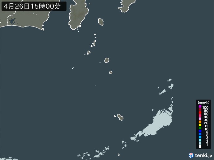 伊豆諸島(東京都)の雨雲レーダー(2024年04月26日)