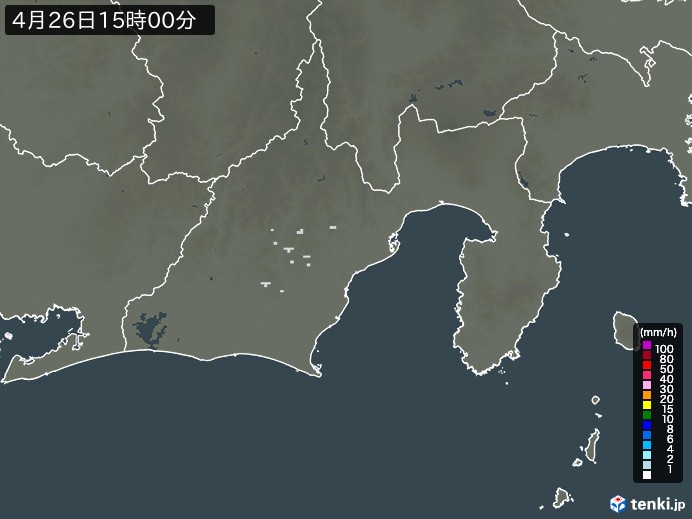 静岡県の雨雲レーダー(2024年04月26日)