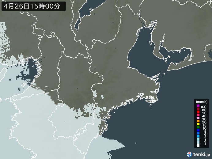 三重県の雨雲レーダー(2024年04月26日)