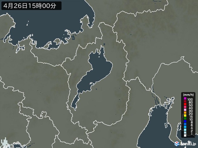 滋賀県の雨雲レーダー(2024年04月26日)
