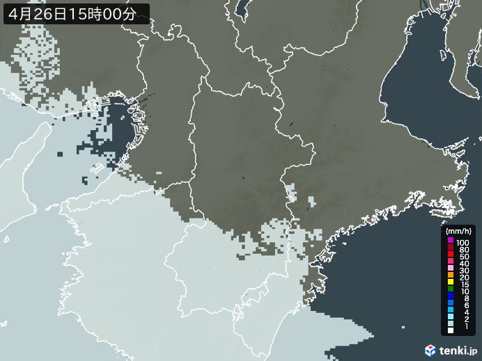 奈良県の雨雲レーダー(2024年04月26日)