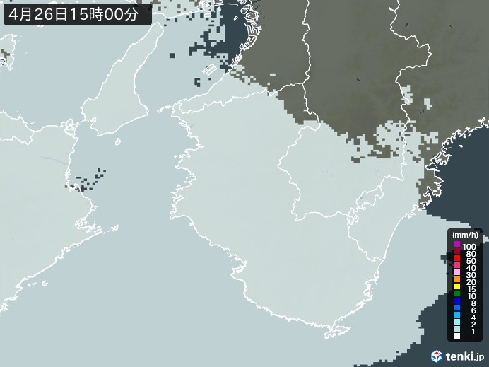 和歌山県の雨雲レーダー(2024年04月26日)