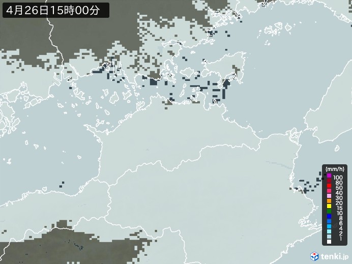 香川県の雨雲レーダー(2024年04月26日)
