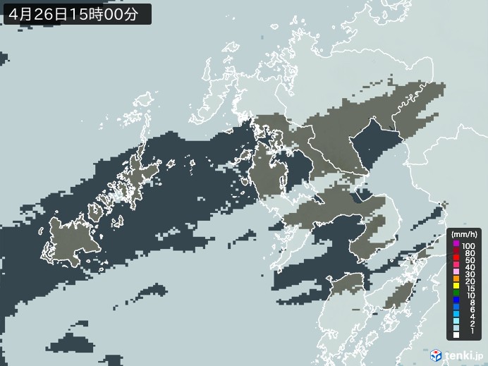 長崎県の雨雲レーダー(2024年04月26日)