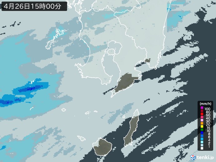 鹿児島県の雨雲レーダー(2024年04月26日)