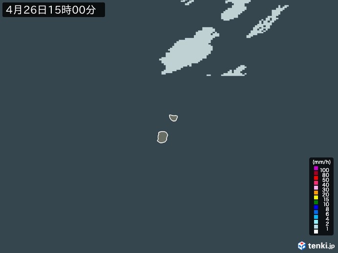 南大東島(沖縄県)の雨雲レーダー(2024年04月26日)