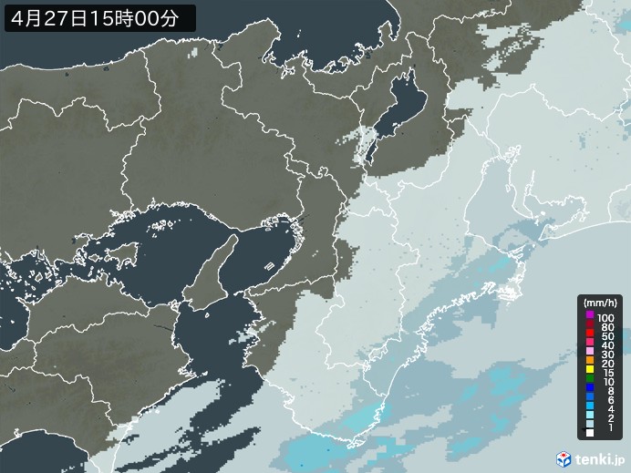 近畿地方の雨雲レーダー(2024年04月27日)