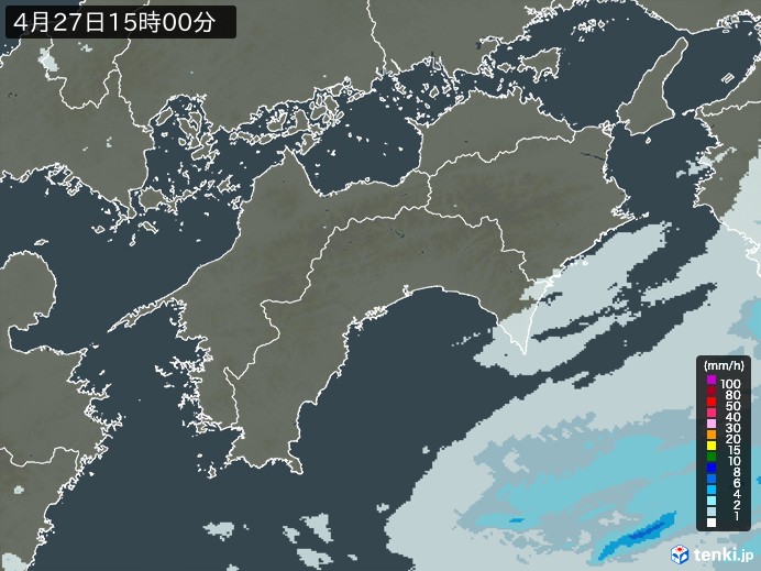 四国地方の雨雲レーダー(2024年04月27日)