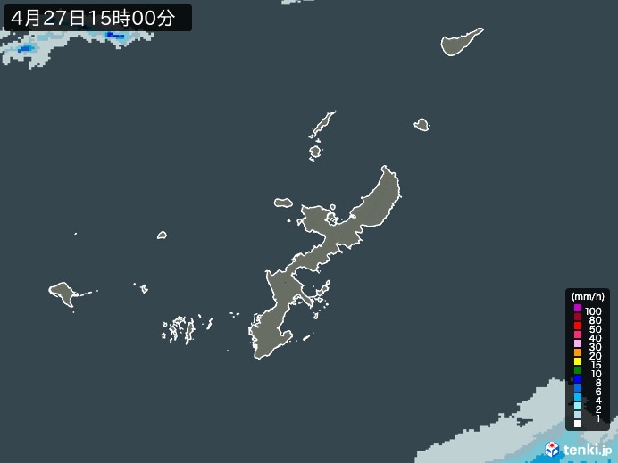 沖縄県の雨雲レーダー(2024年04月27日)