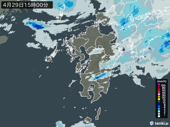 九州地方の雨雲レーダー(2024年04月29日)