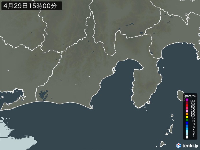 静岡県の雨雲レーダー(2024年04月29日)