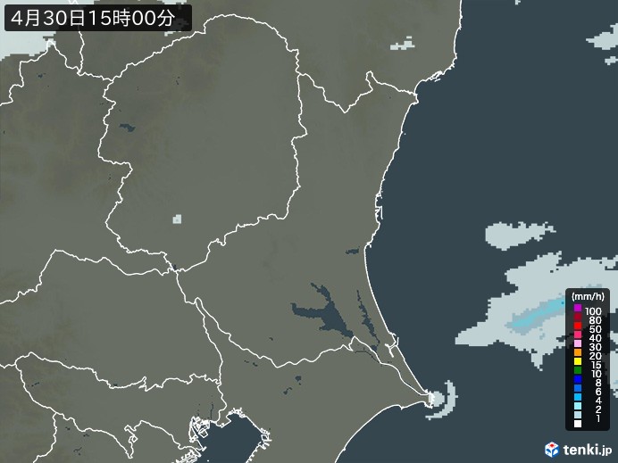 茨城県の雨雲レーダー(2024年04月30日)