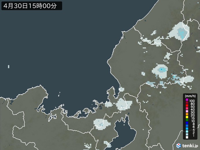 福井県の雨雲レーダー(2024年04月30日)