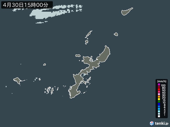 沖縄県の雨雲レーダー(2024年04月30日)