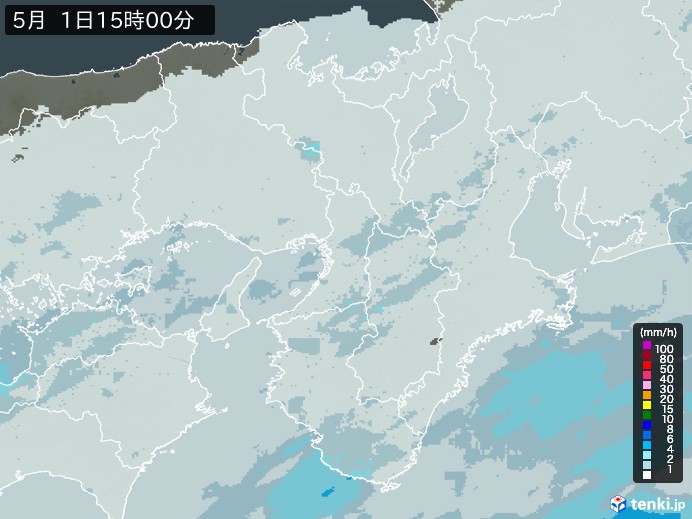 近畿地方の雨雲レーダー(2024年05月01日)
