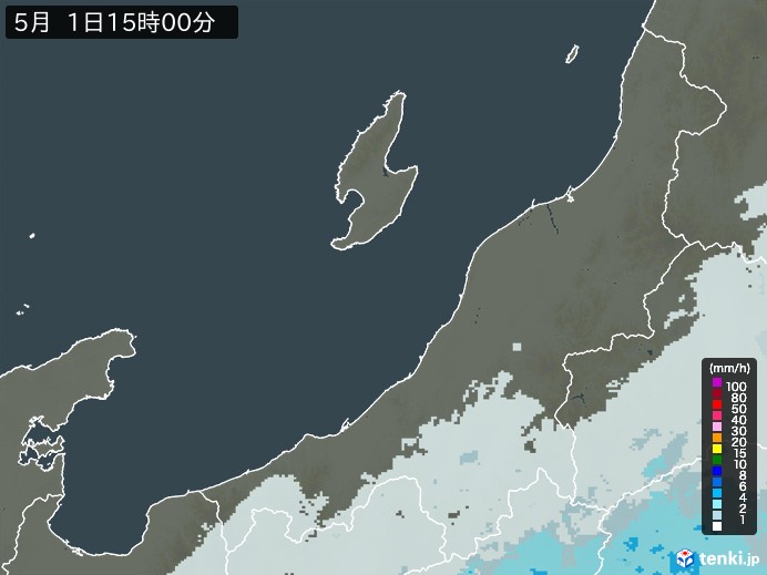 新潟県の雨雲レーダー(2024年05月01日)
