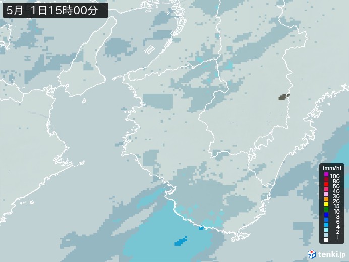 和歌山県の雨雲レーダー(2024年05月01日)