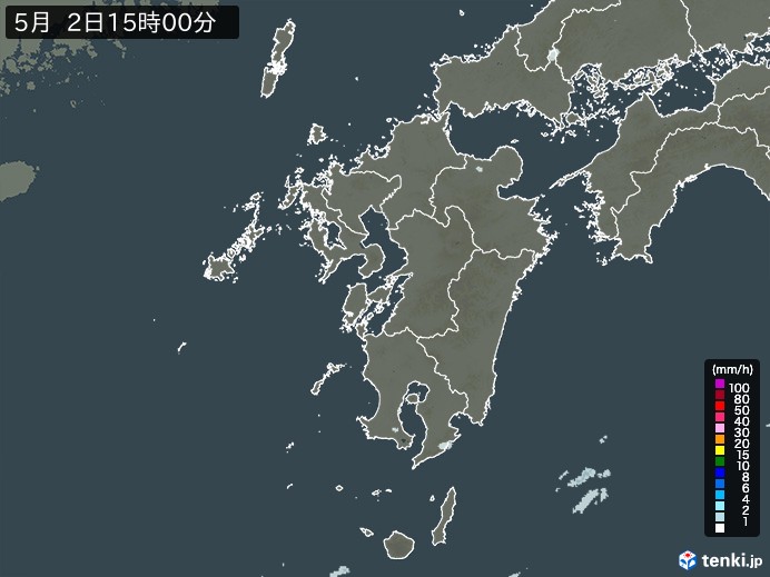 九州地方の雨雲レーダー(2024年05月02日)