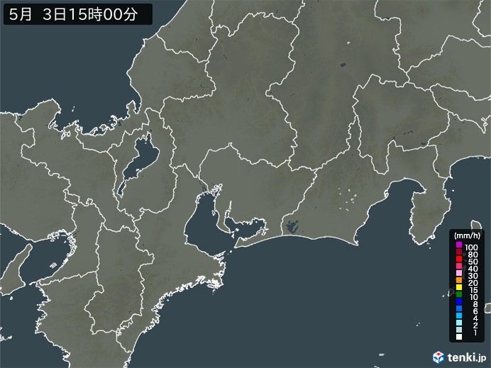 東海地方の雨雲レーダー(2024年05月03日)