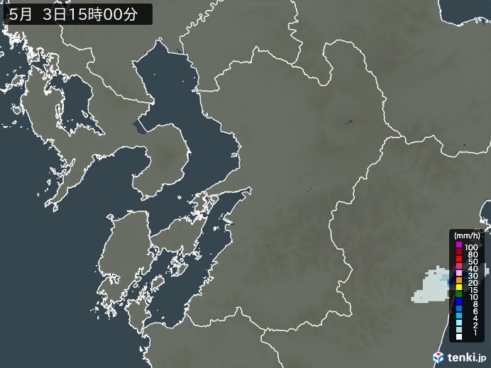 熊本県の雨雲レーダー(2024年05月03日)