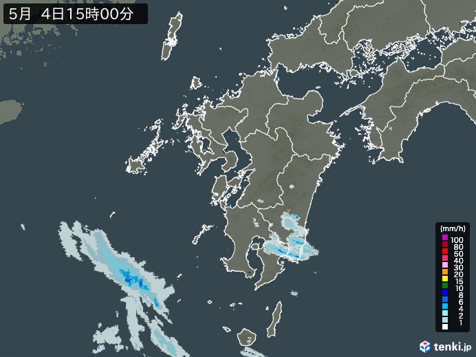 九州地方の雨雲レーダー(2024年05月04日)