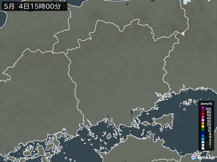 岡山県の雨雲レーダー(2024年05月04日)