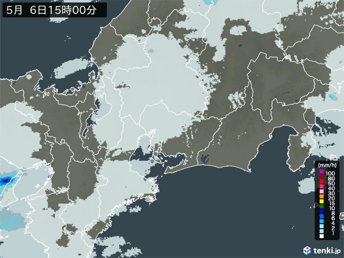 東海地方の雨雲レーダー(2024年05月06日)