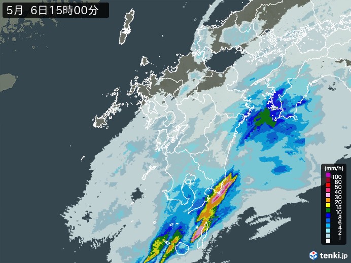九州地方の雨雲レーダー(2024年05月06日)
