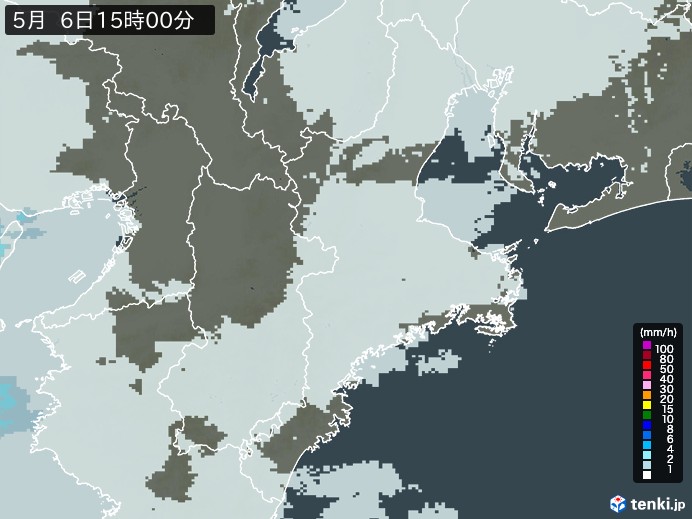 三重県の雨雲レーダー(2024年05月06日)