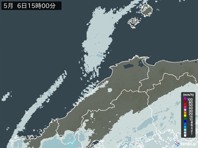 島根県の雨雲レーダー(2024年05月06日)