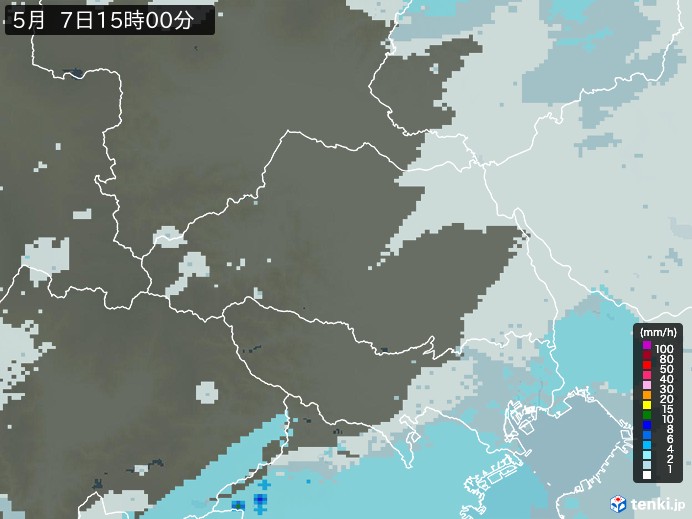 埼玉県の雨雲レーダー(2024年05月07日)