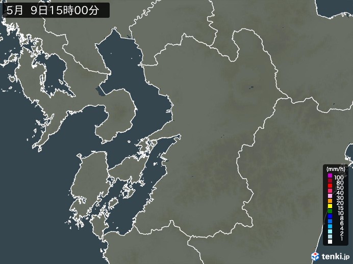 熊本県の雨雲レーダー(2024年05月09日)