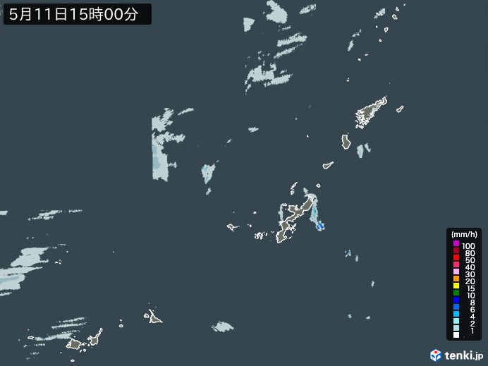 沖縄地方の雨雲レーダー(2024年05月11日)