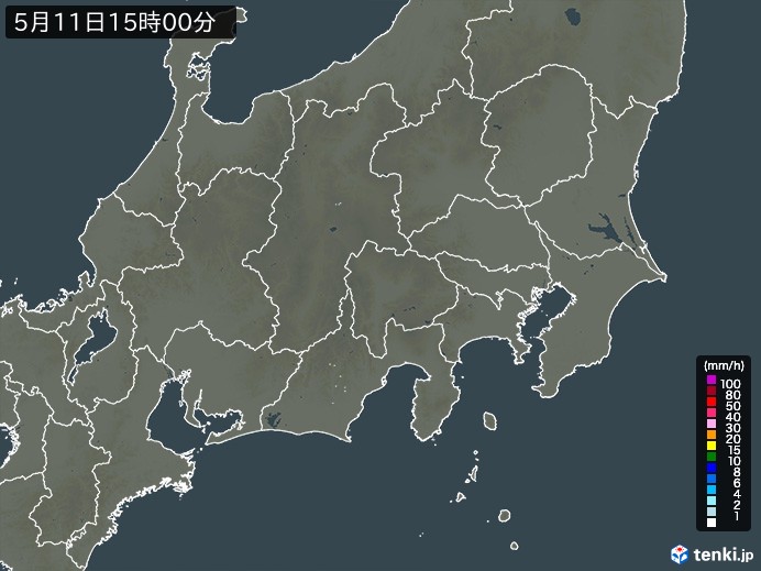 関東・甲信地方の雨雲レーダー(2024年05月11日)