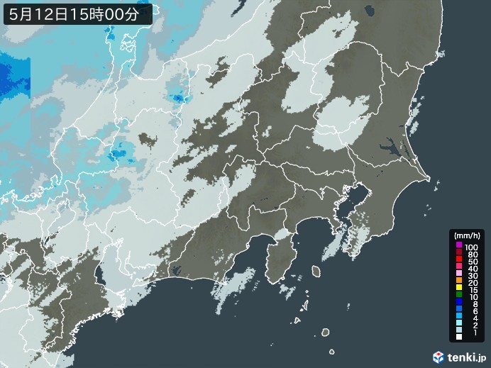 関東・甲信地方の雨雲レーダー(2024年05月12日)