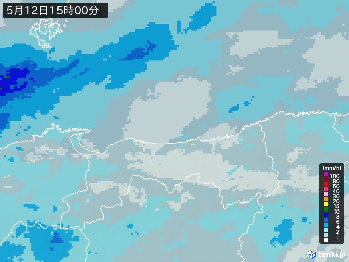 鳥取県の雨雲レーダー(2024年05月12日)