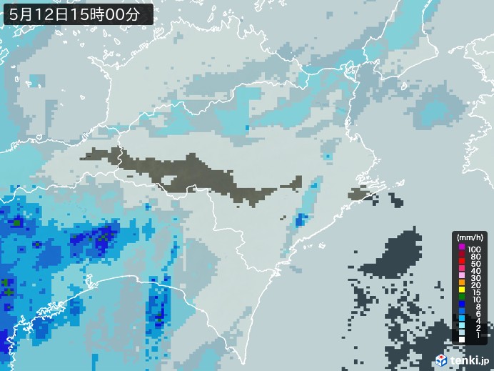 徳島県の雨雲レーダー(2024年05月12日)