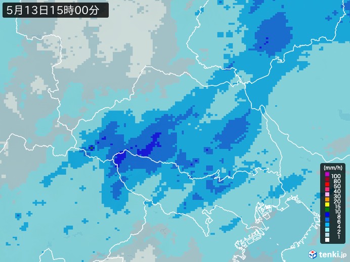 埼玉県の雨雲レーダー(2024年05月13日)
