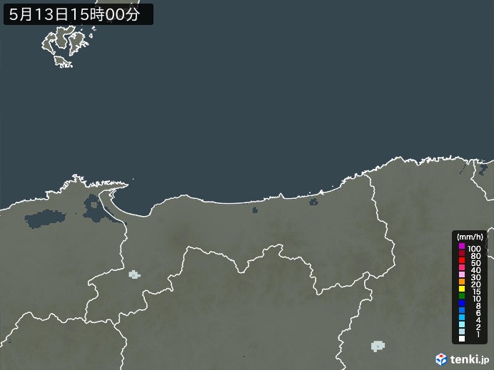 鳥取県の雨雲レーダー(2024年05月13日)