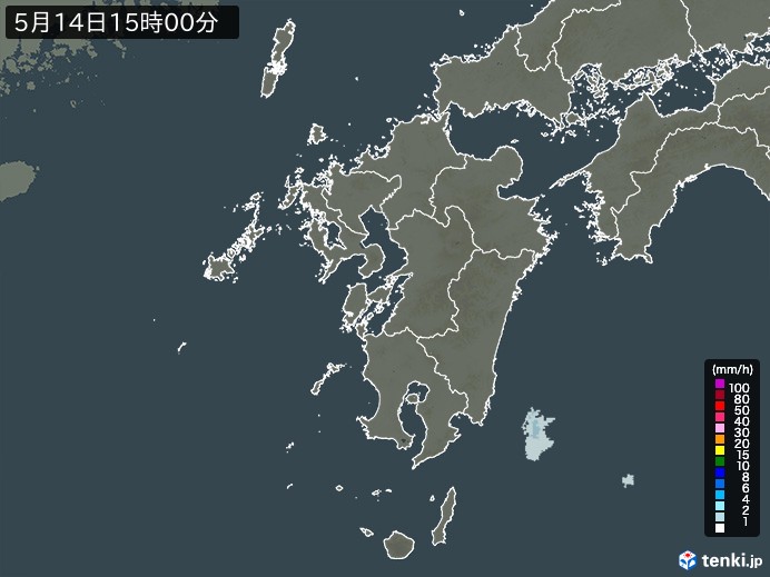九州地方の雨雲レーダー(2024年05月14日)