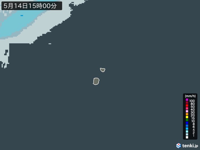 南大東島(沖縄県)の雨雲レーダー(2024年05月14日)