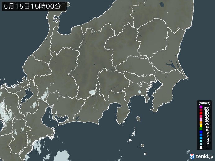 関東・甲信地方の雨雲レーダー(2024年05月15日)