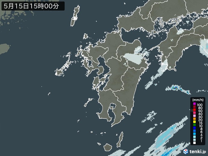 九州地方の雨雲レーダー(2024年05月15日)