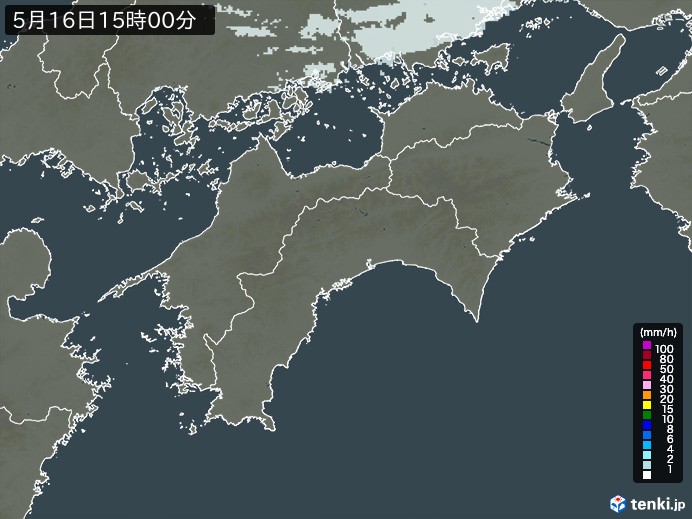 四国地方の雨雲レーダー(2024年05月16日)