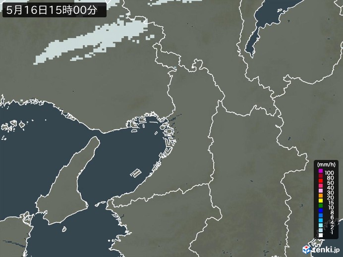 大阪府の雨雲レーダー(2024年05月16日)