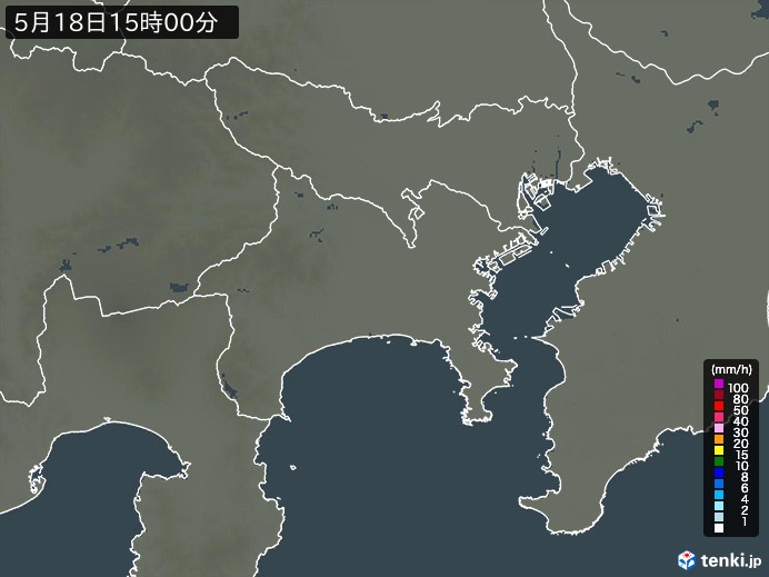 神奈川県の雨雲レーダー(2024年05月18日)
