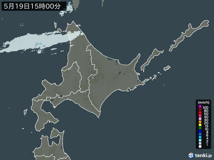 北海道地方の雨雲レーダー(2024年05月19日)
