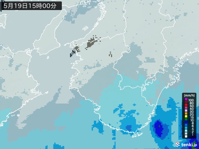 和歌山県の雨雲レーダー(2024年05月19日)