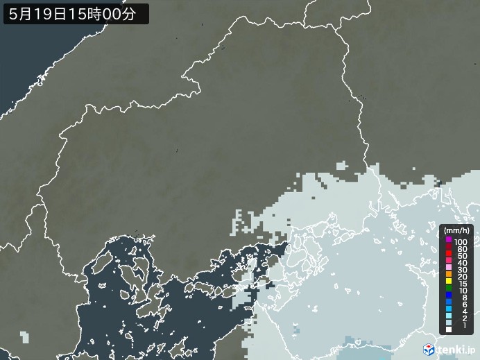 広島県の雨雲レーダー(2024年05月19日)