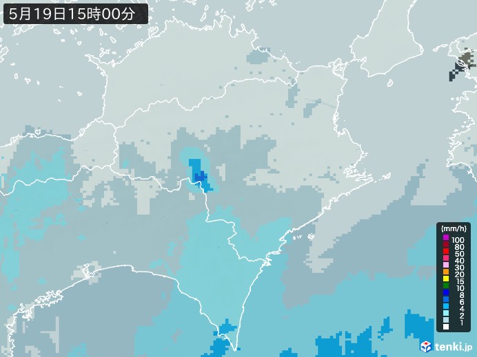 徳島県の雨雲レーダー(2024年05月19日)